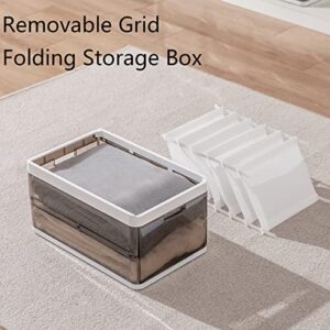 Gridspace Clothes Organizer for Pants, Folded Clothes Storage Organizer with Lid and 7 Grids,Wardrobe Clothes Foldeded Organizer Stackable Storage Bins for Clothes