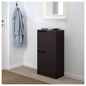 IKEA Bissa Shoe Cabinet With 2 Compartments, Black, Brown