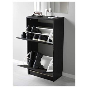 IKEA Bissa Shoe Cabinet With 2 Compartments, Black, Brown