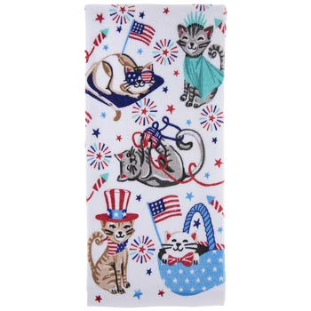 4th of July Cat Kitchen Towel Home Decoration Indoor Outdoor 4th of July