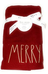 rae dunn set of 2 embroidered merry red hand towels for christmas bathroom decor, christmas hand towels, christmas decorations