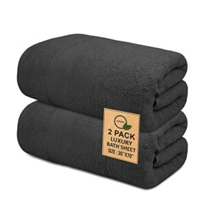 softolle 100% cotton luxury bath sheets - 600 gsm cotton towels for bathroom - set of 2 bath sheets - eco-friendly, super soft, highly absorbent - oeko-tex certified - 35" x 70" inches (grey)