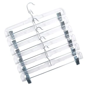 MANZOO 25Pc Pack Slack Pant Shorts Skirt Hangers with Clips Pant Hangers with Clips, Clear Color