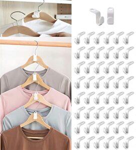 huafei 80 pcs clothes hanger connector hooks, plastic hanger hooks for closet space savers hangers and family or clothing shop ，cascading hooks for hangers (white, 80), 2.16 x 0.79 x 1.2 inches