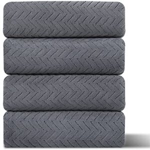 4 pack large bath towels set 35"x70" grey oversized bath sheet chair towels, 600 gsm ultra soft & absorbent towels for bathroom, quick dry towel for gym hotel camp pool