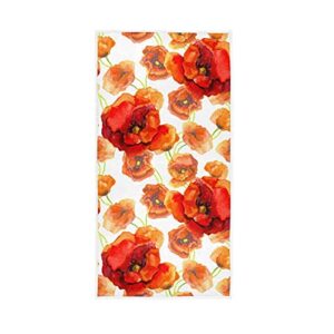 tamniee red poppy flower hand towels summer colorful floral decor kitchen dish towel quality premium bathroom washcloth 30 x 15 inches for beach guest hotel spa gym sport yoga home