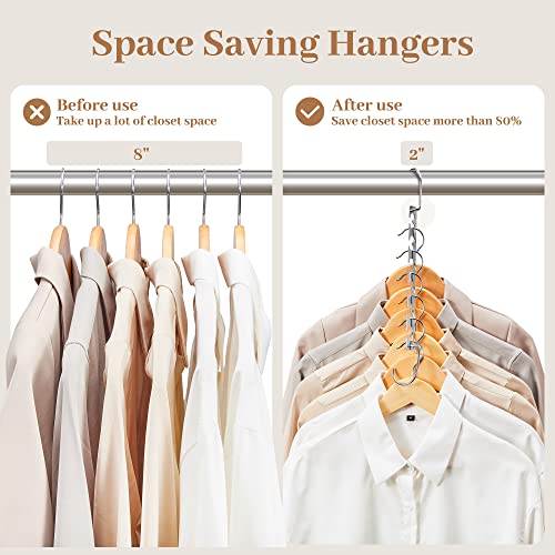 DECOZY Magic Clothes Hangers Smart Closet Saver Pack of 6 – Heavy-Duty Chrome Steel, Space Saving Wonder Hanger Wardrobe Organizer System for Wrinkle-Free Organization