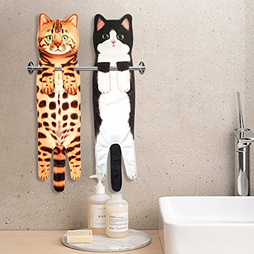 Infaccial 6-Pack Cat Hand Towels Set for Bathroom Kitchen-Cute Cat Hanging Towel Decorative Animal Washcloths Face Towels Cat Decor-Funny Housewarming Cat Gifts for Cat Lovers for mom (6-Pack)