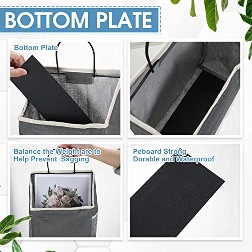 12 Pcs Wall Hanging Storage Bag Wall Hanging Organizer Bag with Hooks Closet Hanging Wall Basket with Pocket Linen Cotton Wall Organizer for Bedroom Bathroom Dormitory Kitchen, 15 x 4.3 x 8.7 Inch