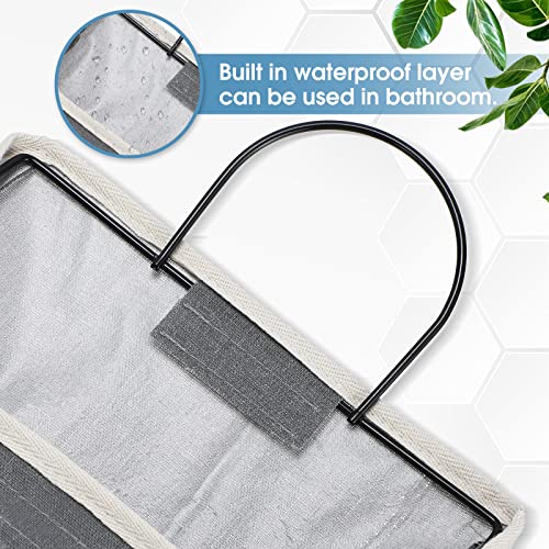 12 Pcs Wall Hanging Storage Bag Wall Hanging Organizer Bag with Hooks Closet Hanging Wall Basket with Pocket Linen Cotton Wall Organizer for Bedroom Bathroom Dormitory Kitchen, 15 x 4.3 x 8.7 Inch