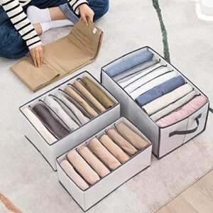 ALLHOLA Wardrobe Clothes Organizer Washable Wardrobe Clothing Clothes Organizer for Folded Clothes (7 Grids for Jeans+Leggings 2PCS, Grey A)