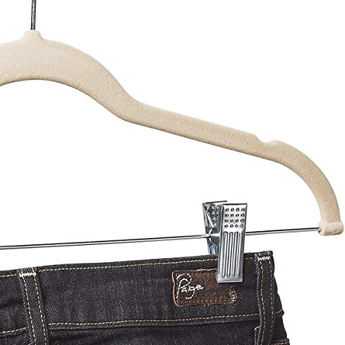 Home-it 10 Pack Clothes Hangers with clips - IVORY Velvet Hangers for skirt hangers - Clothes Hanger - pants hangers - Ultra Thin No Slip