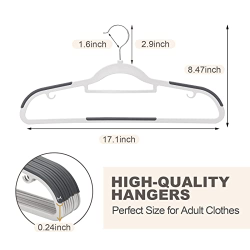 Edergoo Plastic Hangers, Hangers Non Slip 30 Pack, Non-staining Space Saving Hangers, 17.1 inches Coat Hangers Heavy Duty Hanging Dry Wet Clothes, Gray