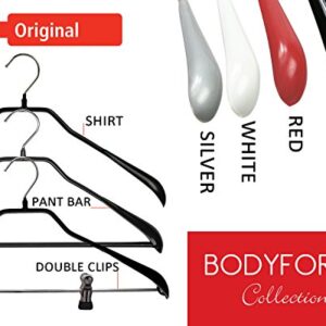 Mawa by Reston Lloyd BodyForm Series Non-Slip Space-Saving Extra Wide Clothes Hanger with Bar for Pants