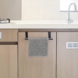 Qflushor Cabinet Door Towel Holder, Over Cabinet Towel Bar, Kitchen Over Cupboard Door Towel Holder, Stainless Steel Dish Towel Holder for Cabinet Door, Matte Black, 2 Pack