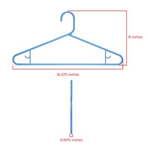 Clorox Blue Plastic Clothes Hangers – | Ideal for Everyday Standard Use | Two Accessory Hooks | Value Set (Pack of 10)