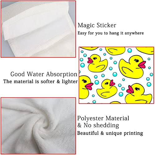 Kitchen Hanging Hand Towels Yellow Ducks Bubbles Children Bathroom Soft Hanging Tie Towel with Loop Super Absorbent Machine Washable,1 Piece