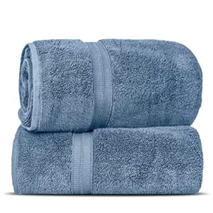 towel bazaar soft & absorbent premium cotton turkish towels (wedgewood, 2-piece bath sheets)