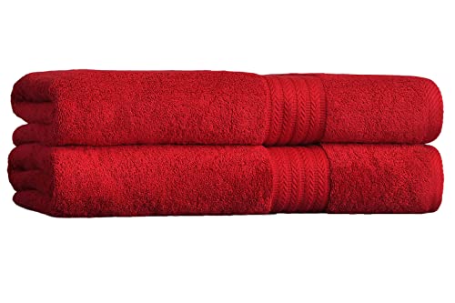 AKTI Premium Cotton Bath Sheets Towels for Adults, 35x70 Inches, Pack of 2, Super Soft, Extra Absorbent, Hotel & Spa Quality Bath Towels Extra Large, 580 GSM - Red Towels for Bathroom