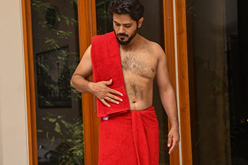 AKTI Premium Cotton Bath Sheets Towels for Adults, 35x70 Inches, Pack of 2, Super Soft, Extra Absorbent, Hotel & Spa Quality Bath Towels Extra Large, 580 GSM - Red Towels for Bathroom