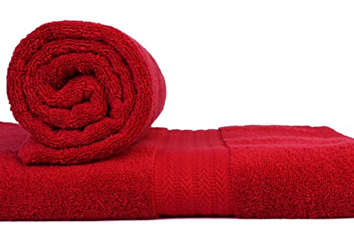 AKTI Premium Cotton Bath Sheets Towels for Adults, 35x70 Inches, Pack of 2, Super Soft, Extra Absorbent, Hotel & Spa Quality Bath Towels Extra Large, 580 GSM - Red Towels for Bathroom