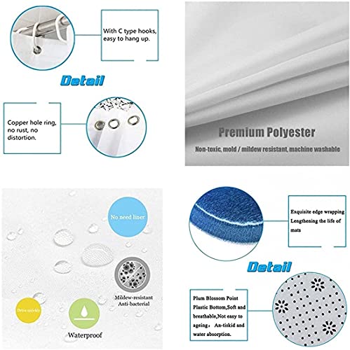 Golf Bathroom 4 Pieces Set Shower Curtain, Toilet Lid Cover and Bath Mat, Non-Slip Rugs, Durable and Waterproof, for Bathroom Decor Set, 72" x 72"