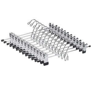 amber home 26 pack heavy duty add on metal pants skirt hangers, stackable add-on metal clothes hangers with 2-adjustable clips, cascading clip hangers space saving for jeans, slacks