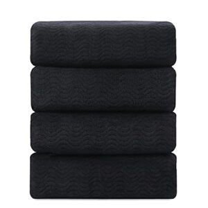 junsey bathroom towels set of 4, 35x70 inches extra large bath towels oversized 600 gsm shower towels quick dry ultra soft absorbent bath towels sheet for bathroom hotel spa black