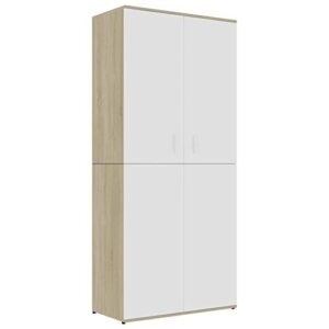 Gecheer Shoe Cabinet, Wooden Shoe Rack Shoe Storage Cabinet, Engineered Wood Shoe Shelves Organizer for Closet Hallway Bedroom Entryway White and Sonoma Oak 31.5"x15.4"x70.1"