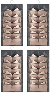 yunzsxjy durable hanging closet organizer for underwear double sided with mesh pockets,space saving storage pocket bra clothes socks organizer home basics. (gray, 2pcs 6+6 pockets)