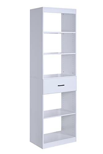 SOLRIG Closet System Tower Kits, Including Clothes Rack Shelves, Organizer Kits, Rods Can Be Cut and One Drawer, Manufactor Wood with White Color for Bedroom and Closet Room.