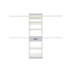 SOLRIG Closet System Tower Kits, Including Clothes Rack Shelves, Organizer Kits, Rods Can Be Cut and One Drawer, Manufactor Wood with White Color for Bedroom and Closet Room.