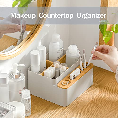 MORNITE Desktop Storage Organizer Drawer Organizers Remote Control Holder Makeup Caddy for Countertop Home Office Supplies Pencil Card Box Container