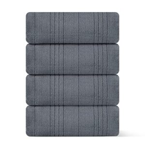 oversized bath towel set, 4 piece grey extra large bath towels 35"x70", premium microfiber bath towel sheets, ultra soft, highly absorbent, quick dry, bath sheets towels for adults, bathroom