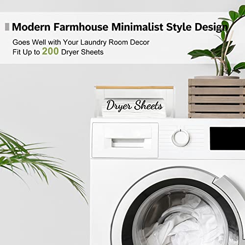 AIMerss Acrylic Dryer Sheet Dispenser with Bamboo Lid, Clear Dryer Sheet Holder for Laundry Room Decor Storage Containers, Modern Farmhouse Dryer Sheet Container Box for Fabric Softener Sheets