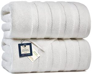 jumbo bath sheets towels for adults 35" x 70" - 2-pack - 100% cotton white bath sheet set - extra large oversized bath towels, absorbent bath towel set, heavenly-soft bathroom towels - oeko-tex towels