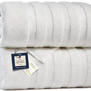 Jumbo Bath Sheets Towels For Adults 35" x 70" - 2-Pack - 100% Cotton White Bath Sheet Set - Extra Large Oversized Bath Towels, Absorbent Bath Towel Set, Heavenly-Soft Bathroom Towels - Oeko-Tex Towels