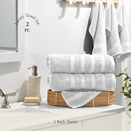 Jumbo Bath Sheets Towels For Adults 35" x 70" - 2-Pack - 100% Cotton White Bath Sheet Set - Extra Large Oversized Bath Towels, Absorbent Bath Towel Set, Heavenly-Soft Bathroom Towels - Oeko-Tex Towels