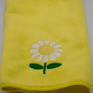 Plush Daisy Embroidered Daisy Microfiber Hand Towel - Green or Yellow - Bright and Sunny