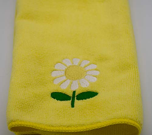 Plush Daisy Embroidered Daisy Microfiber Hand Towel - Green or Yellow - Bright and Sunny