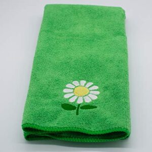 Plush Daisy Embroidered Daisy Microfiber Hand Towel - Green or Yellow - Bright and Sunny