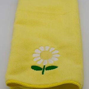 Plush Daisy Embroidered Daisy Microfiber Hand Towel - Green or Yellow - Bright and Sunny