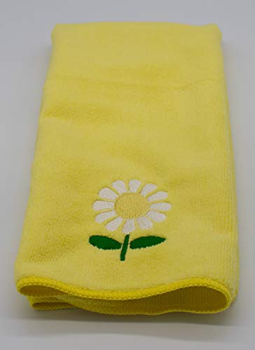 Plush Daisy Embroidered Daisy Microfiber Hand Towel - Green or Yellow - Bright and Sunny