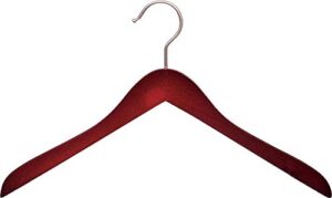 cherry finish wood top hanger with concave body and matte nickle hardware in 17" length x 5/8" thick, box of 24