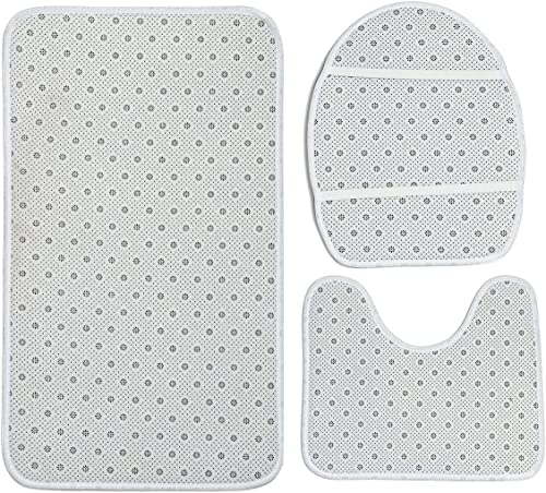 Apular Fashion 3 Piece Bath Rugs Set Rustic Old Stone Wall Non Slip Ultra Soft Bathroom Accessories Mats, U Shape Mat and Toilet Lid Cover Mat Bath Mats