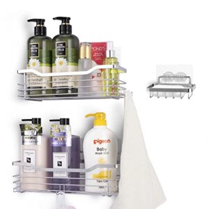 lonelli 3 pack shower caddy bathroom organizer storage shelves no nail, no drill sus304 stainless rustproof bathroom, kitchen organizers and storage shower shelves with razor holders