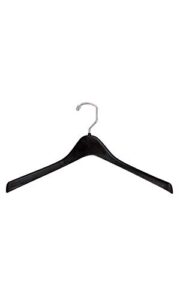 17 inch contoured black plastic coat hangers- case of 100