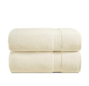bath sheets - 100% cotton extra large bath towels, 2 piece bath sheet set, quick dry, super soft shower towels, highly absorbent bathroom towels, hotel spa quality, 35 x 65 inch - ivory