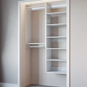 Closet Kit with Hanging Rods & Shelves - Corner Closet System - Closet Shelves - Closet Organizers and Storage Shelves (White, 48 inches Wide) Closet Shelving