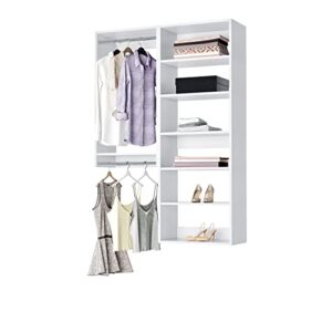 Closet Kit with Hanging Rods & Shelves - Corner Closet System - Closet Shelves - Closet Organizers and Storage Shelves (White, 48 inches Wide) Closet Shelving